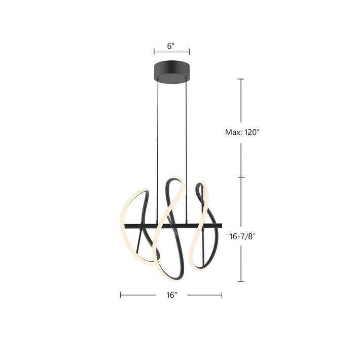 Kuzco Lighting PD96416-BK LED Pendant, Black