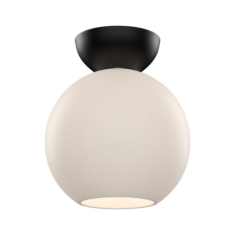 Kuzco Lighting SF59708-BK/OP One Light Semi-Flush Mount, Black/Opal Glass