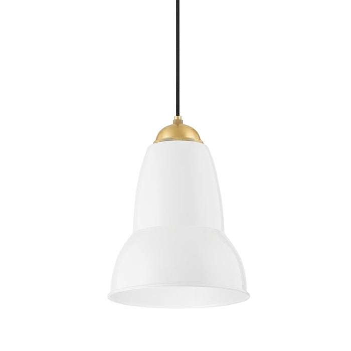 Mitzi H439701S-AGB/GWH One Light Pendant, Aged Brass