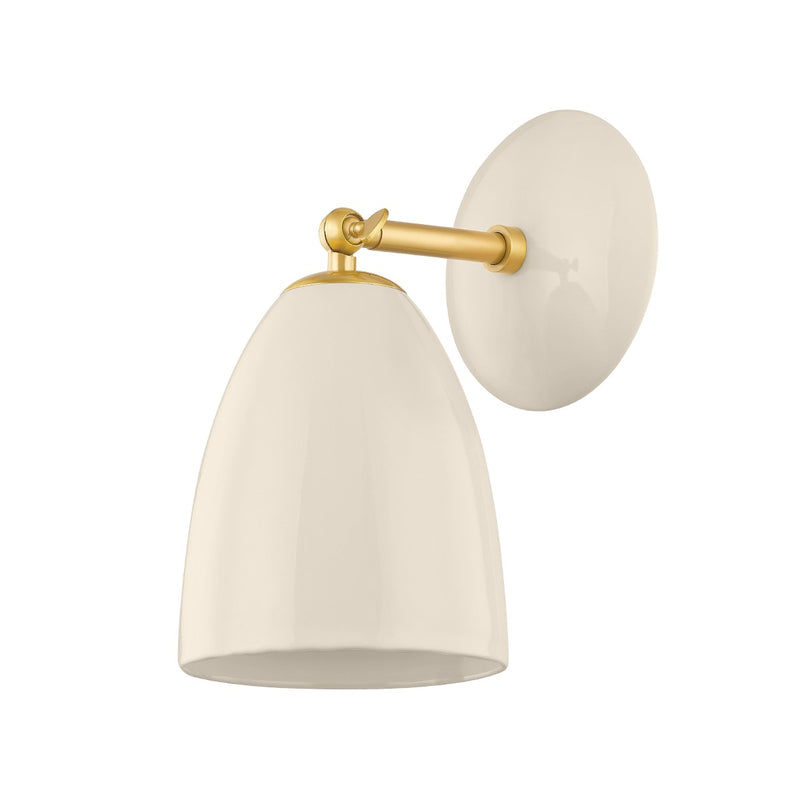 Mitzi H558101-AGB/CCR One Light Wall Sconce, Aged Brass/Ceramic Cream