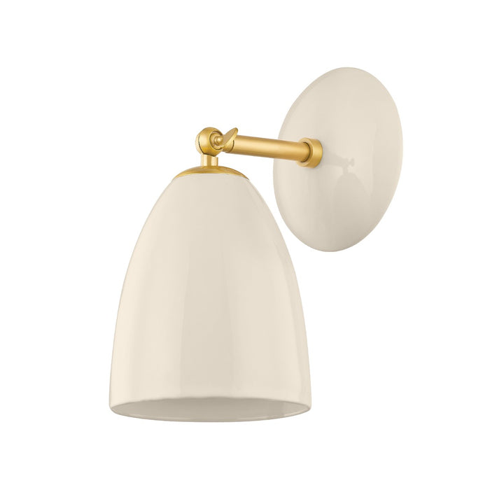 Mitzi H558101-AGB/CCR One Light Wall Sconce, Aged Brass/Ceramic Cream