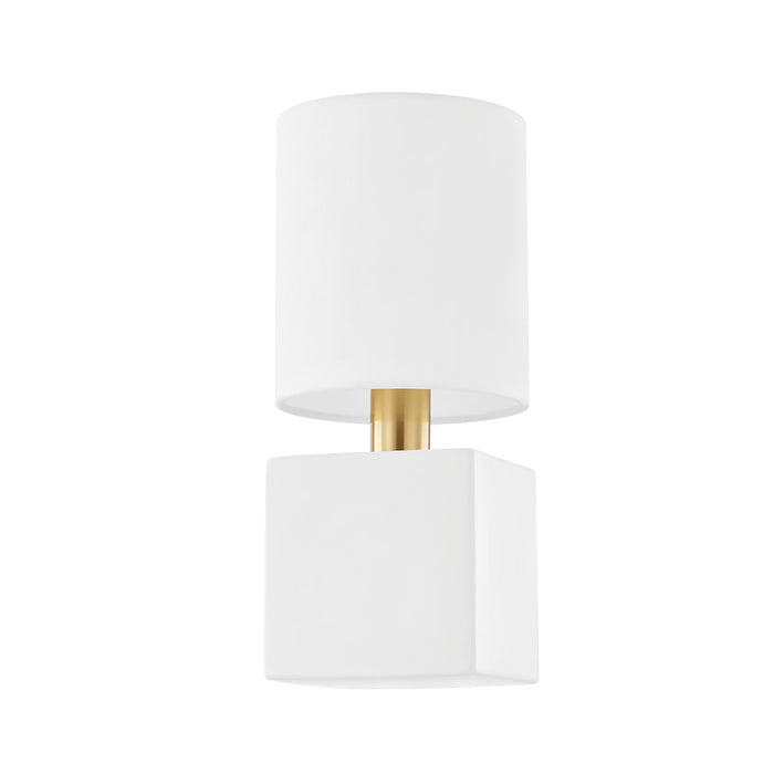 Mitzi H627101-AGB/CSW One Light Wall Sconce, Aged Brass/Ceramic Satin White