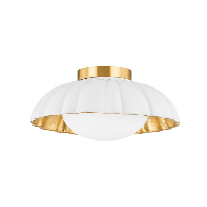 Mitzi H666501-AGB/CSW One Light Flush Mount, Aged Brass