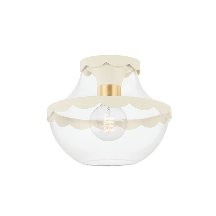 Mitzi H668601-AGB/SCR One Light Semi Flush Mount, Aged Brass