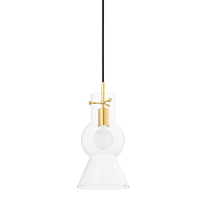 Mitzi H702701S-AGB One Light Pendant, Aged Brass