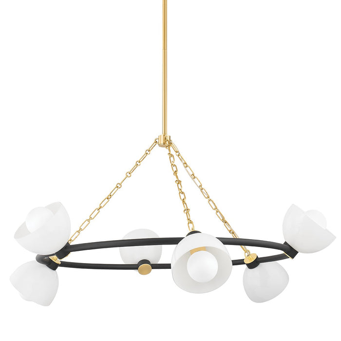 Mitzi H724806-AGB/TBK Six Light Chandelier, Aged Brass/Textured Black Combo