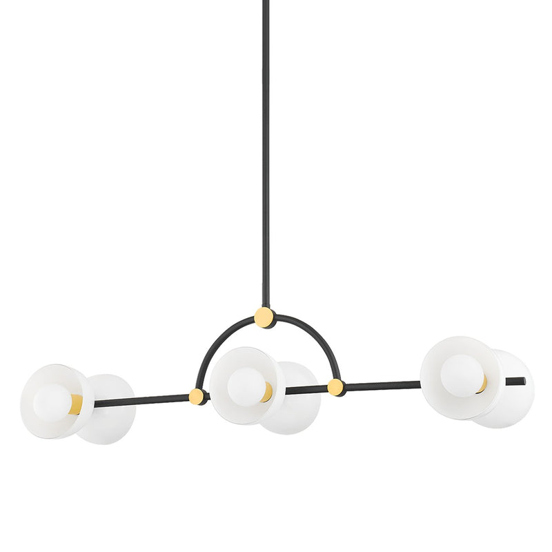 Mitzi H724906-AGB/TBK Six Light Linear, Aged Brass/Textured Black Combo