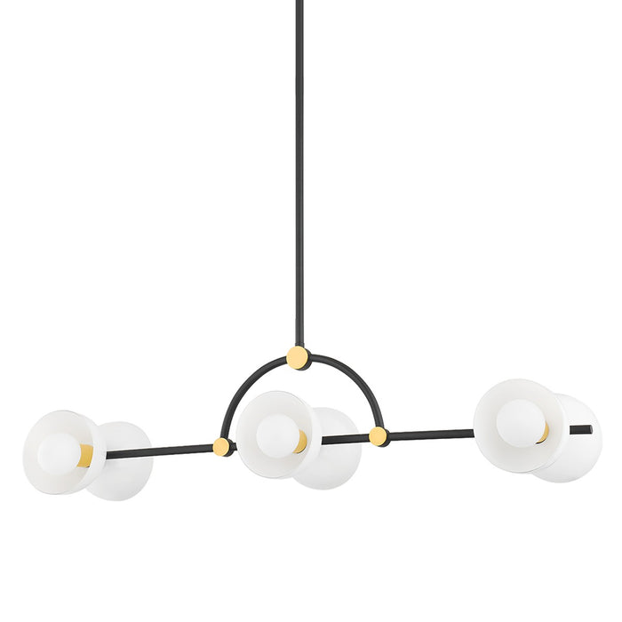 Mitzi H724906-AGB/TBK Six Light Linear, Aged Brass/Textured Black Combo