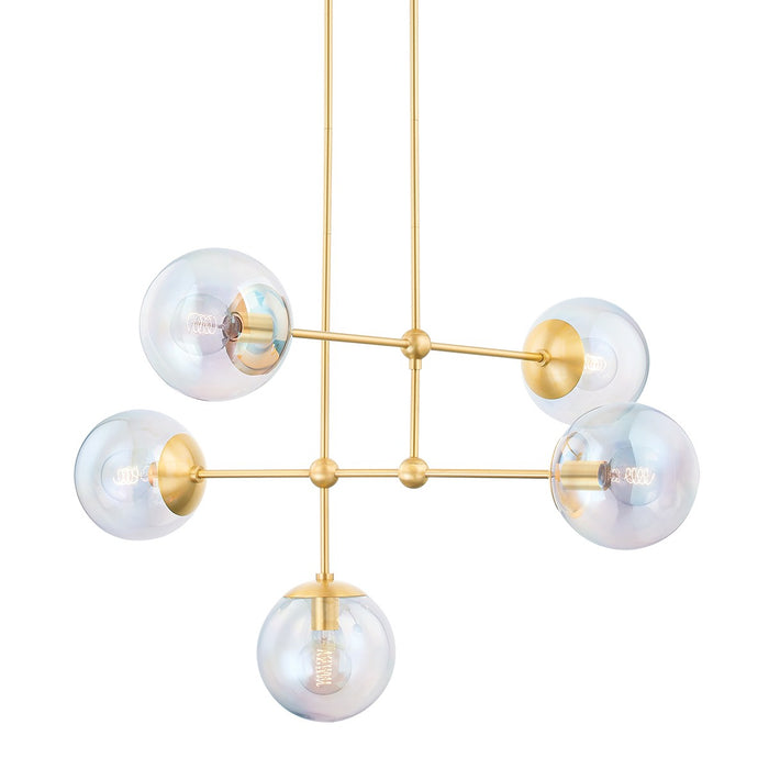 Mitzi H726805-AGB Five Light Chandelier, Aged Brass