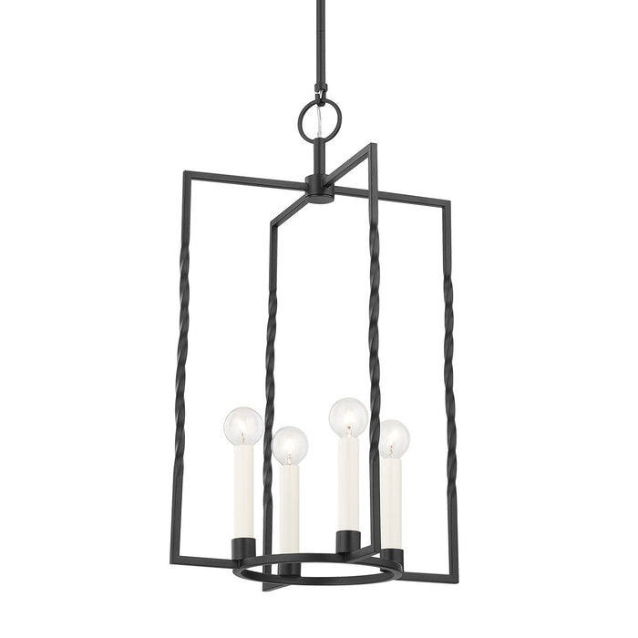 Mitzi H731704L-TBK Four Light Lantern, Textured Black