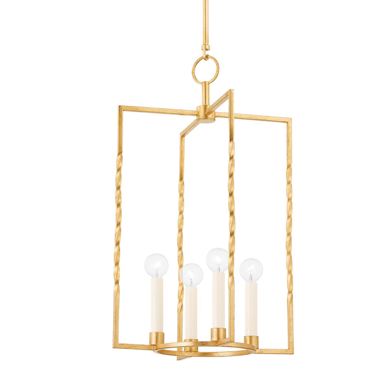 Mitzi H731704L-VGL Four Light Lantern, Vintage Gold Leaf