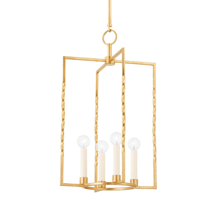 Mitzi H731704L-VGL Four Light Lantern, Vintage Gold Leaf
