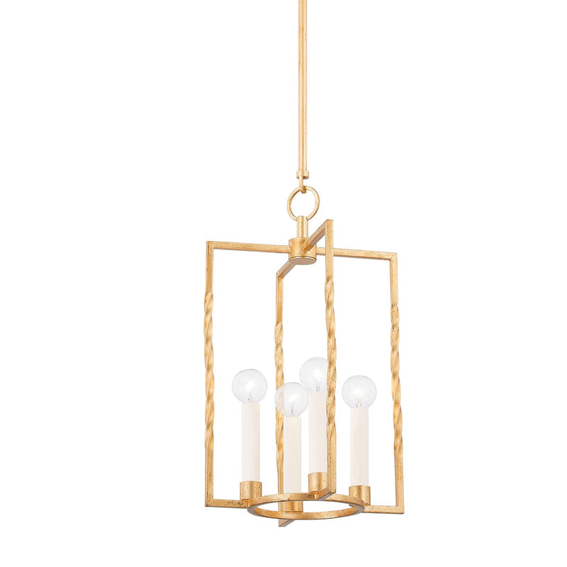 Mitzi H731704S-VGL Four Light Lantern, Vintage Gold Leaf