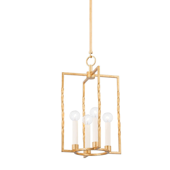 Mitzi H731704S-VGL Four Light Lantern, Vintage Gold Leaf