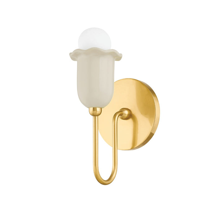 Mitzi H732101-AGB/CAI One Light Wall Sconce, Aged Brass/Ceramic Antique Ivory