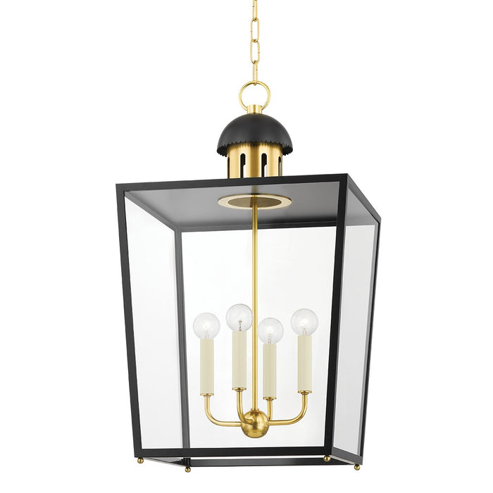 Mitzi H737704L-AGB/SBK Four Light Lantern, Aged Brass