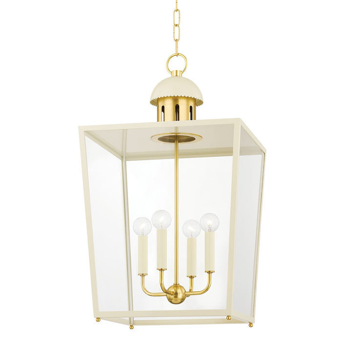 Mitzi H737704L-AGB/SCR Four Light Lantern, Aged Brass