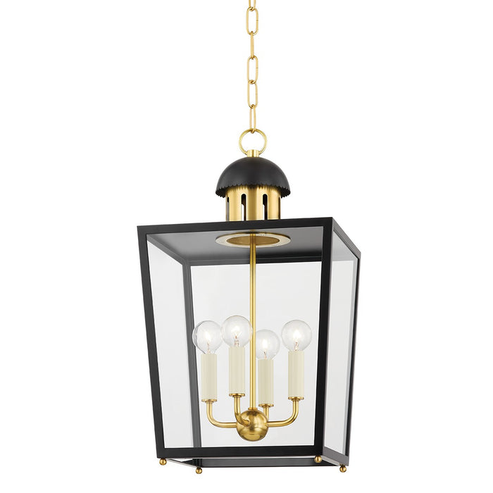 Mitzi H737704S-AGB/SBK Four Light Lantern, Aged Brass