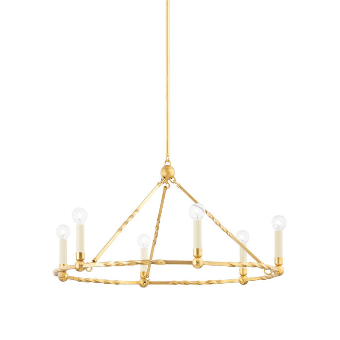 Mitzi H738806-VGL Six Light Chandelier, Vintage Gold Leaf