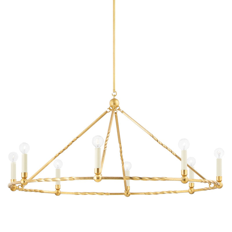 Mitzi H738808-VGL Eight Light Chandelier, Vintage Gold Leaf