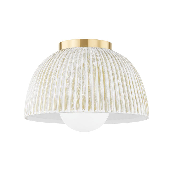 Mitzi H750501-AGB/CWW One Light Flush Mount, Aged Brass