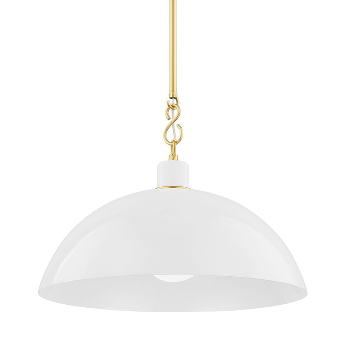Mitzi H769701L-AGB/GWH One Light Pendant, Aged Brass