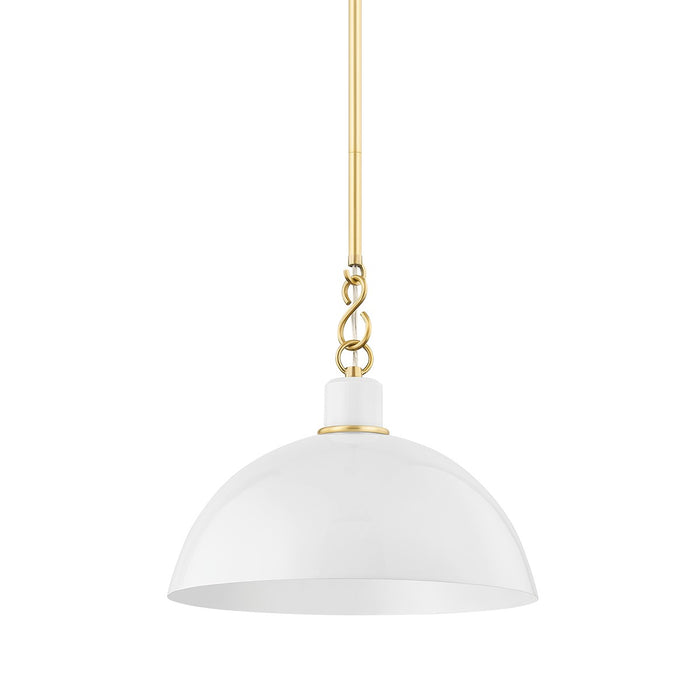 Mitzi H769701S-AGB/GWH One Light Pendant, Aged Brass