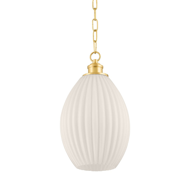 Mitzi H771701S-AGB One Light Pendant, Aged Brass