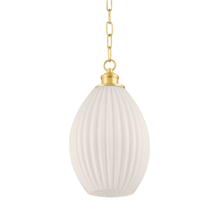 Mitzi H771701S-AGB One Light Pendant, Aged Brass