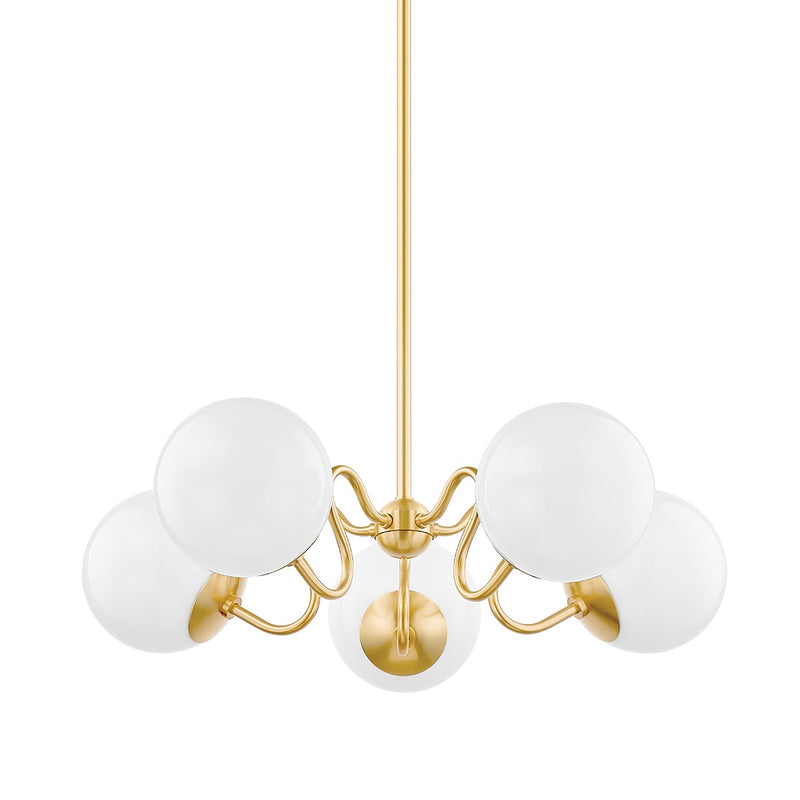 Mitzi H772805-AGB Five Light Chandelier, Aged Brass
