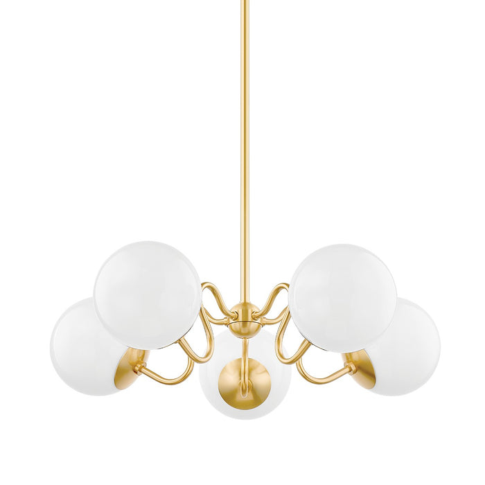 Mitzi H772805-AGB Five Light Chandelier, Aged Brass