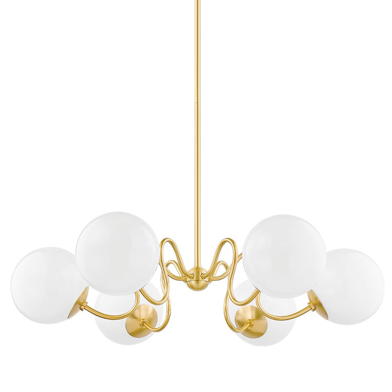 Mitzi H772806-AGB Six Light Chandelier, Aged Brass