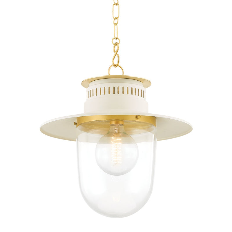 Mitzi H773701L-AGB/SCR One Light Pendant, Aged Brass/Soft Cream