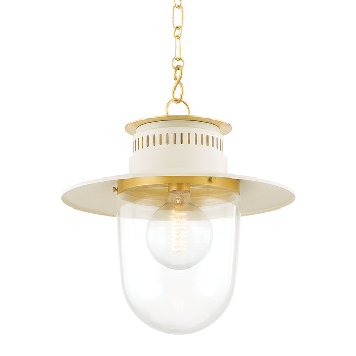 Mitzi H773701L-AGB/SCR One Light Pendant, Aged Brass/Soft Cream