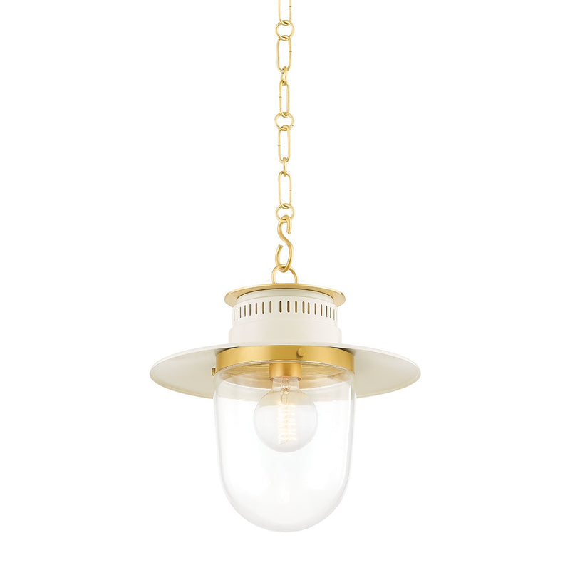 Mitzi H773701S-AGB/SCR One Light Pendant, Aged Brass/Soft Cream