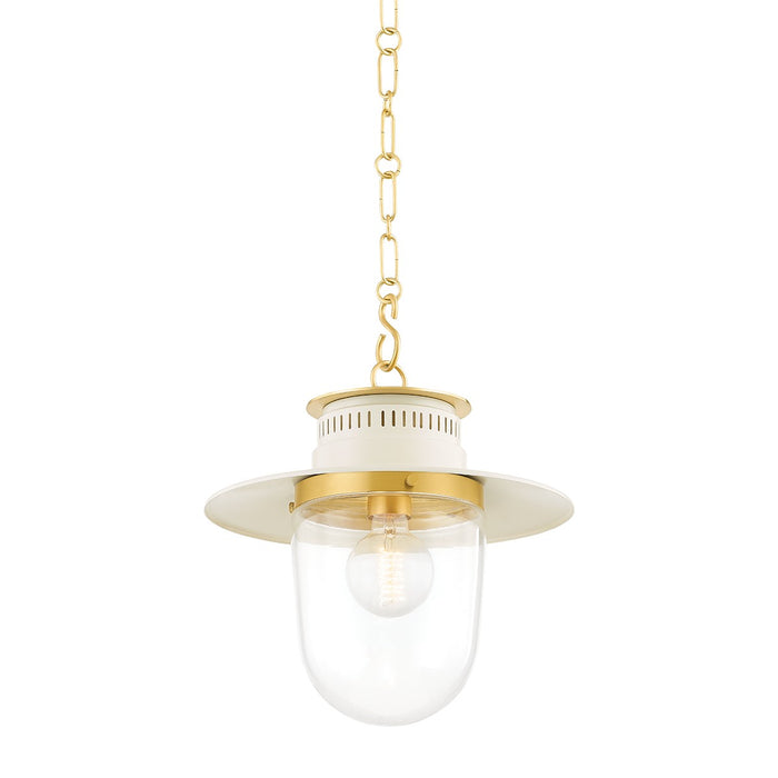 Mitzi H773701S-AGB/SCR One Light Pendant, Aged Brass/Soft Cream