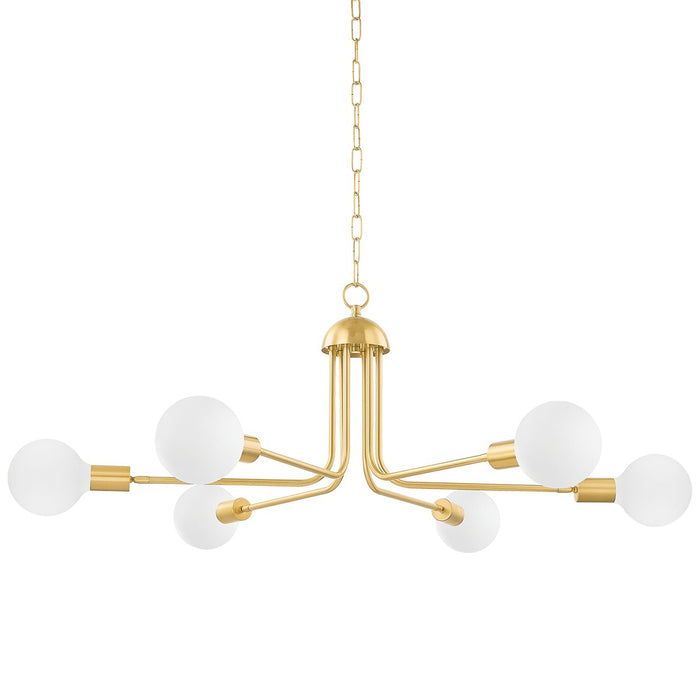 Mitzi H774806-AGB Six Light Chandelier, Aged Brass
