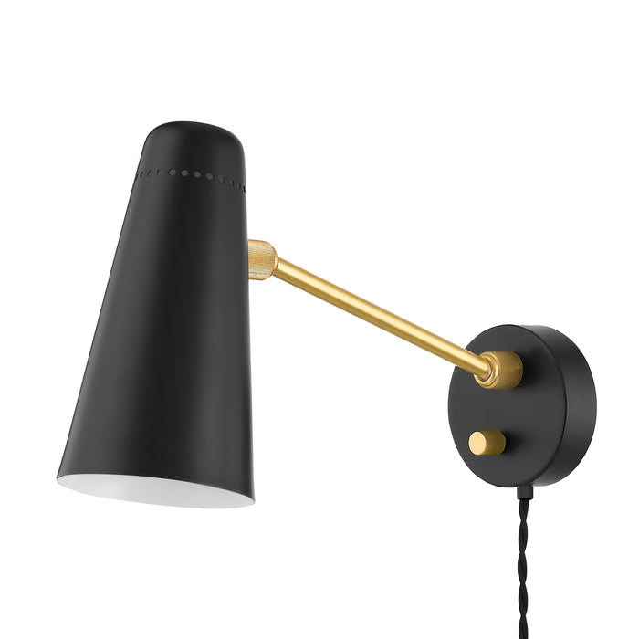 Mitzi HL598201-AGB/SBK One Light Wall Sconce, Aged Brass
