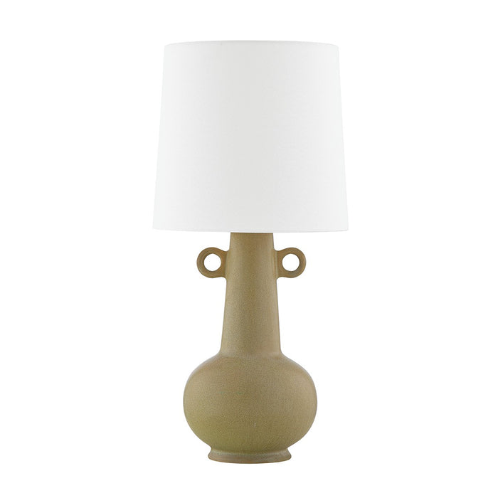 Mitzi HL613201A-AGB/CRO One Light Table Lamp, Aged Brass/Ceramic Reactive Golden Olive