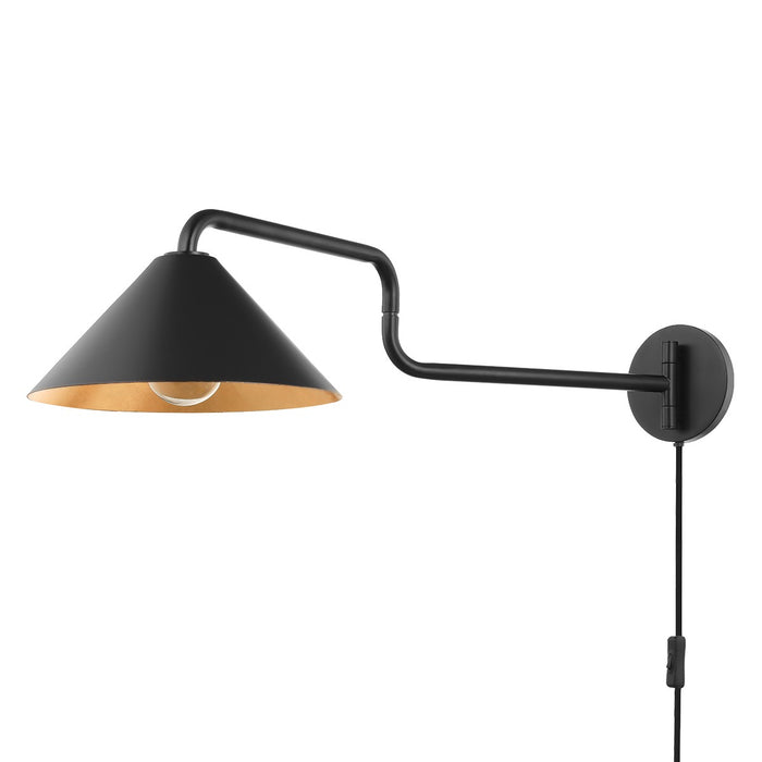 Mitzi HL629201-GL/SBK One Light Wall Sconce, Gold Leaf/Soft Black Combo