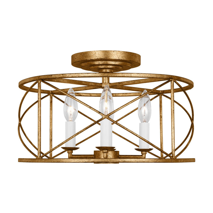 Visual Comfort Studio CF1134ADB Four Light Semi-Flush Mount, Antique Gild