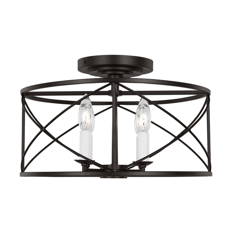 Visual Comfort Studio CF1134AI Four Light Semi-Flush Mount, Aged Iron