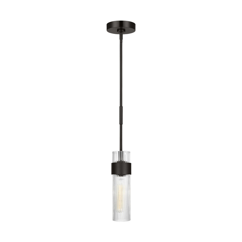 Visual Comfort Studio CP1161AI One Light Pendant, Aged Iron