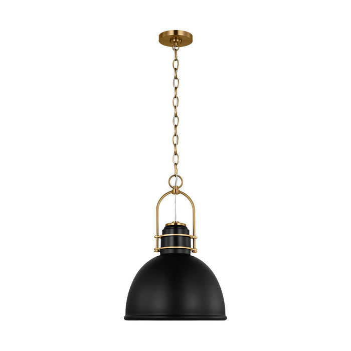 Visual Comfort Studio CP1411BBSMBK One Light Pendant, Midnight Black and Burnished Brass