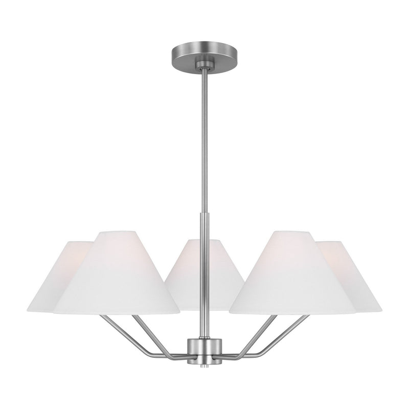 Visual Comfort Studio DJC1005BS Five Light Chandelier, Brushed Steel