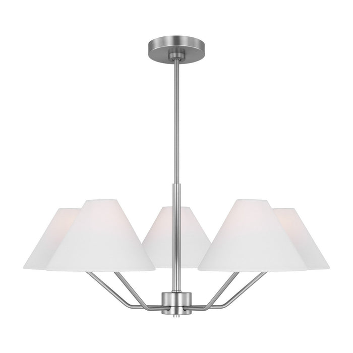 Visual Comfort Studio DJC1005BS Five Light Chandelier, Brushed Steel