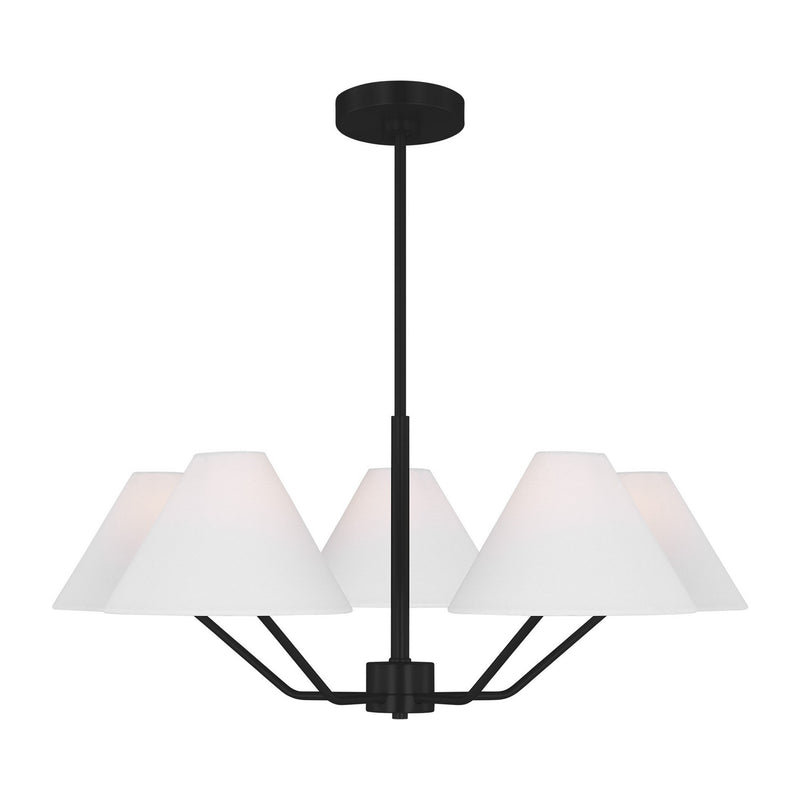 Visual Comfort Studio DJC1005MBK Five Light Chandelier, Midnight Black