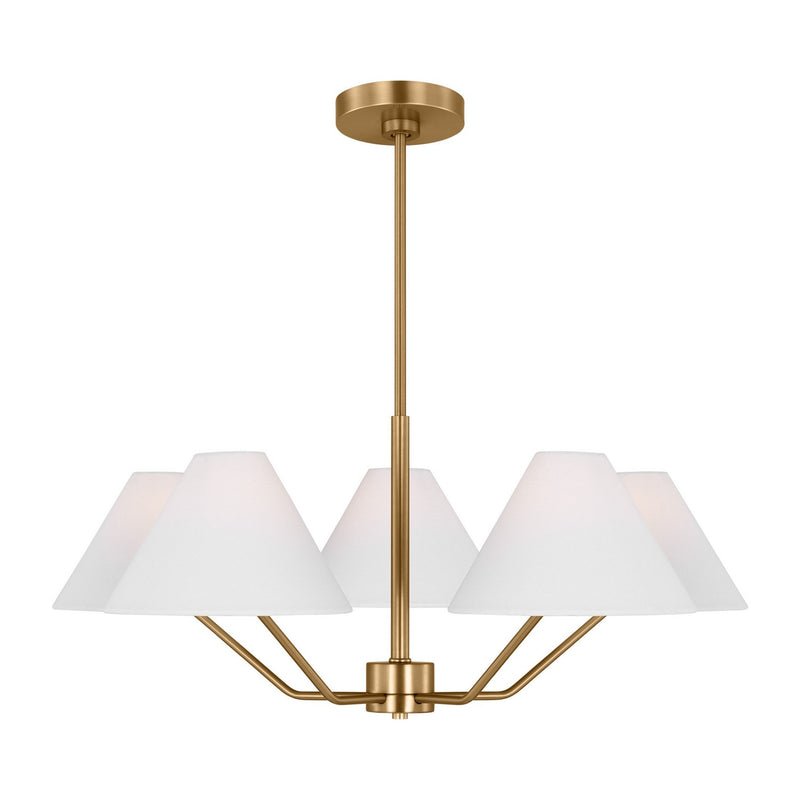 Visual Comfort Studio DJC1005SB Five Light Chandelier, Satin Brass