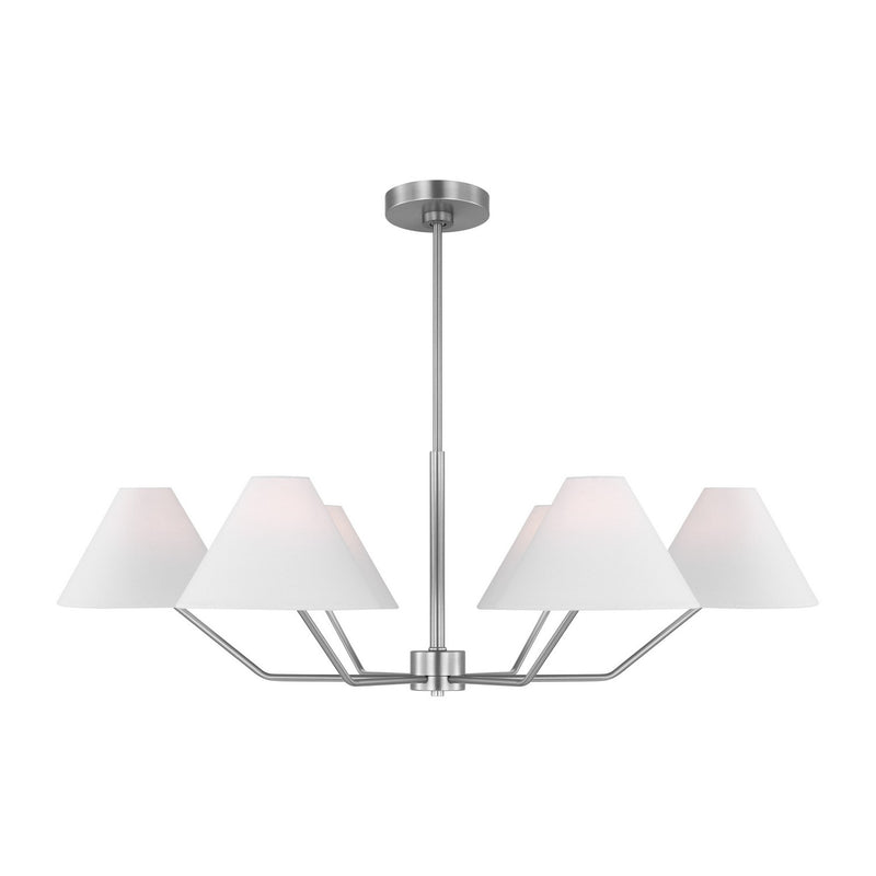 Visual Comfort Studio DJC1016BS Six Light Chandelier, Brushed Steel