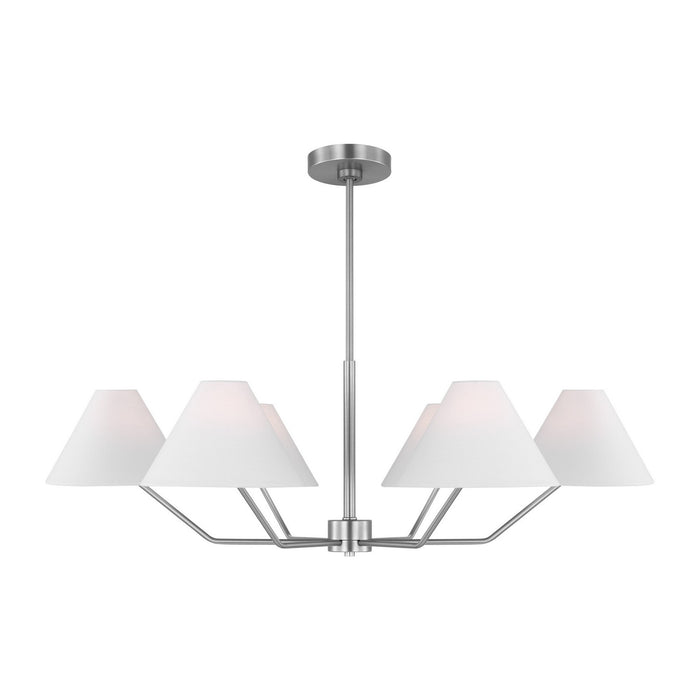 Visual Comfort Studio DJC1016BS Six Light Chandelier, Brushed Steel